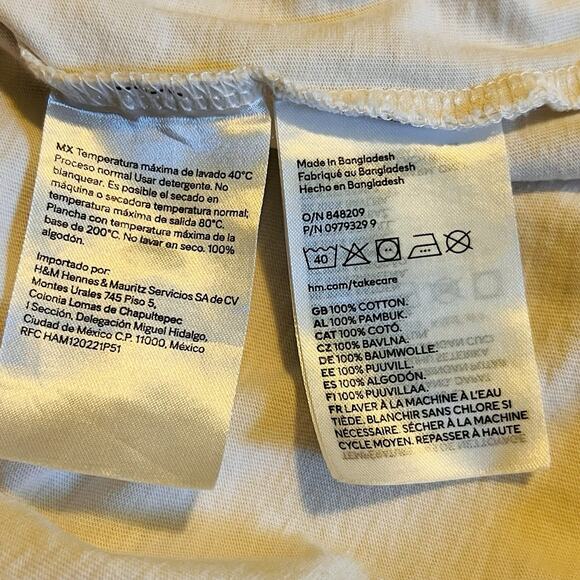 H&M Provence Graphic T-Shirt Women’s XL White Lemon Print Côte d’Azur Cotton - Picture 5 of 5